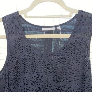 Halogen tank top raised print leopard